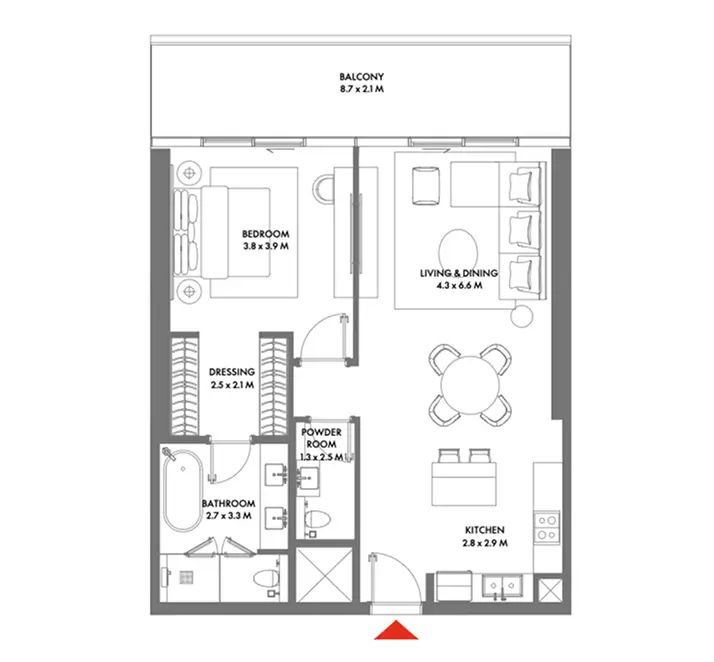 1 Bedroom Residence