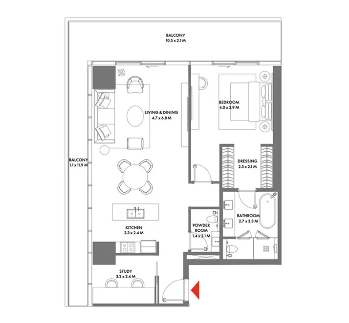 1 Bedroom Residence