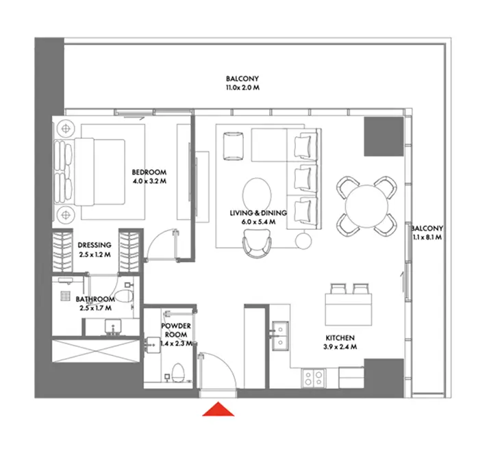 1 Bedroom Residence